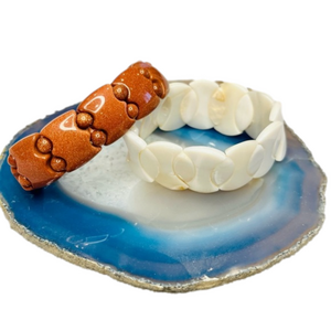 2/$20 Mother of Pearl Sandstone Beaded Bangle Bracelets